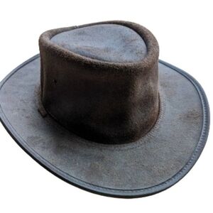 Vintage BC Hats Australia Men's Brown Leather Genuine Steer Hide Cowboy Hat